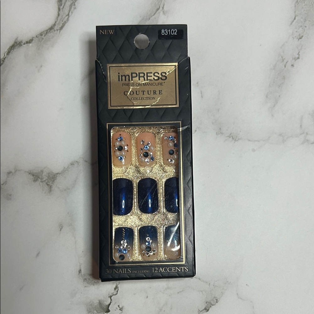 imPRESS Navy and Gold Couture Press-On Nails